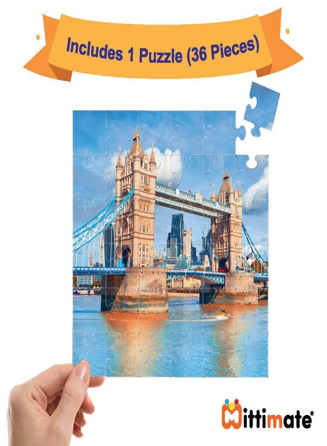 Mittimate 2 in 1 Cardboard 36 Pieces Jigsaw Puzzle Combo for Kids Age 4 to 6 Year I World Monuments Picture Opera House & London Bridge I Birthday Gift for Children - Image 3